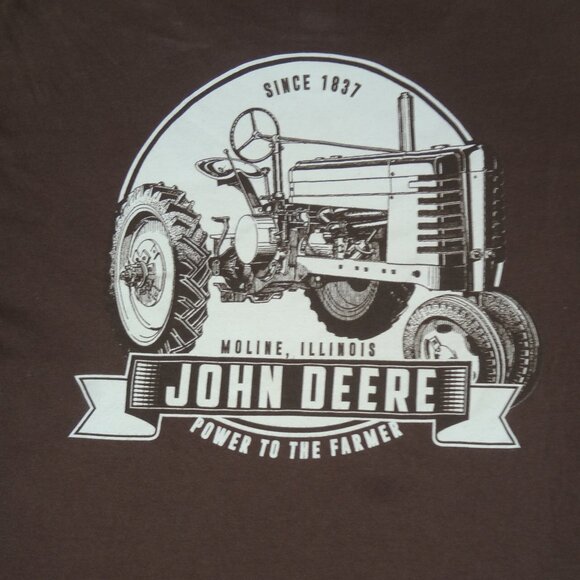 JOHN DEERE POWER TO THE FARMER SINCE 1837 BROWN MEDIUM T-SHIRT K991 - Picture 1 of 5